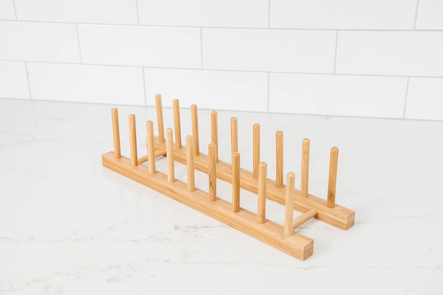 Lipper International 887 Bamboo Wood Plate Rack and Pot Lid Holder, 15-3/8" x 4-3/8" x 4"