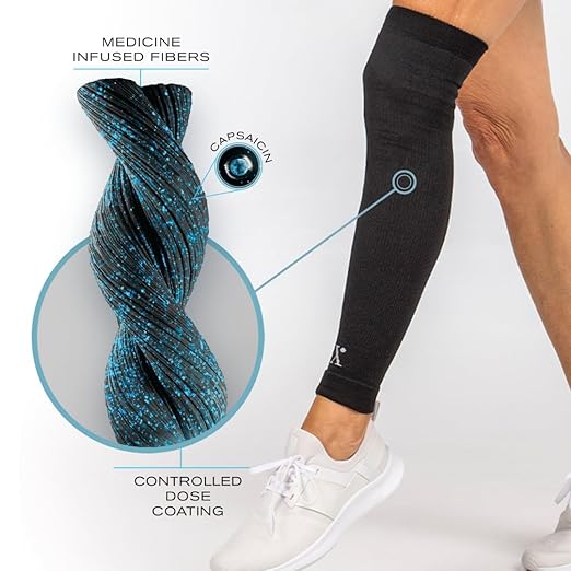 Leg Compression Sleeve for Pain Relief, Thigh, Calf and Knee Brace, Medicine-Infused Compression Sleeves for Women and Men with Arthritis, Tendonitis and Calf Cramps