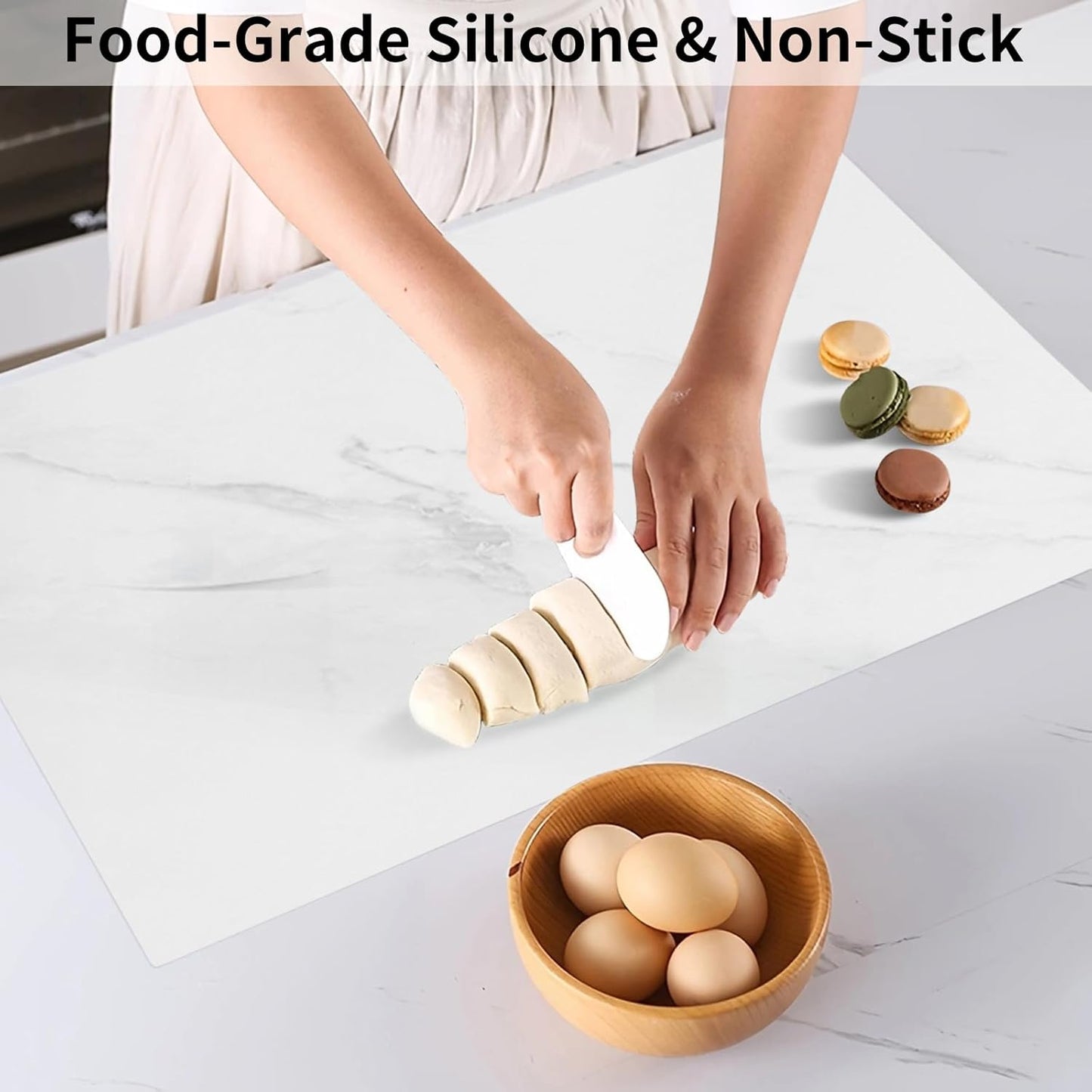 Silicone Mats for Kitchen Counter Thicker Extra Large Heat Resistant Mats Countertop Protector Liners for Bottom of Oven Air Fryer Coffee Maker, 24" x 16" x 2 mm, Translucent