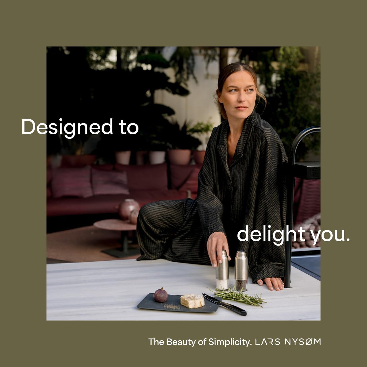 LARS NYSØM Salt and Pepper Grinder Set, Stainless Steel Manual Salt and Pepper Mills, Adjustable Ceramic Grinder, Design Spice Shakers (Taupe Brown)