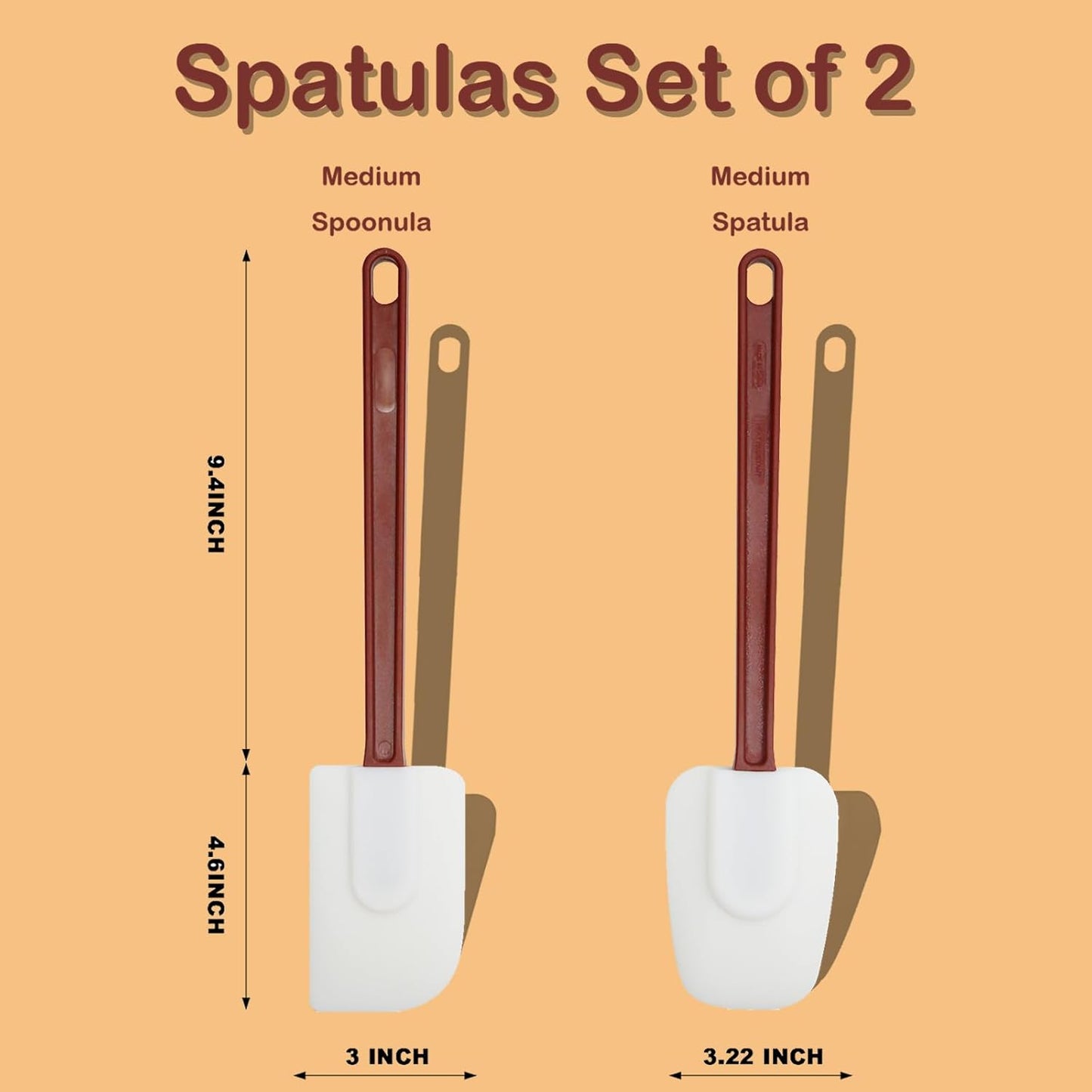 13.5 INCH Silicone Spatulas Heat Resistant Heavy Duty Rubber Spatulas Commercial Spatulas Set for Kitchen Use Silicone Cooking Utensils Sets of 2