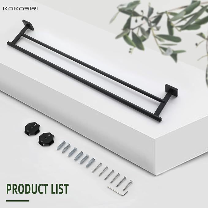 KOKOSIRI 32'' Towel Rails Bathroom Double Towel Bars 32 Inch B5005BK-L32