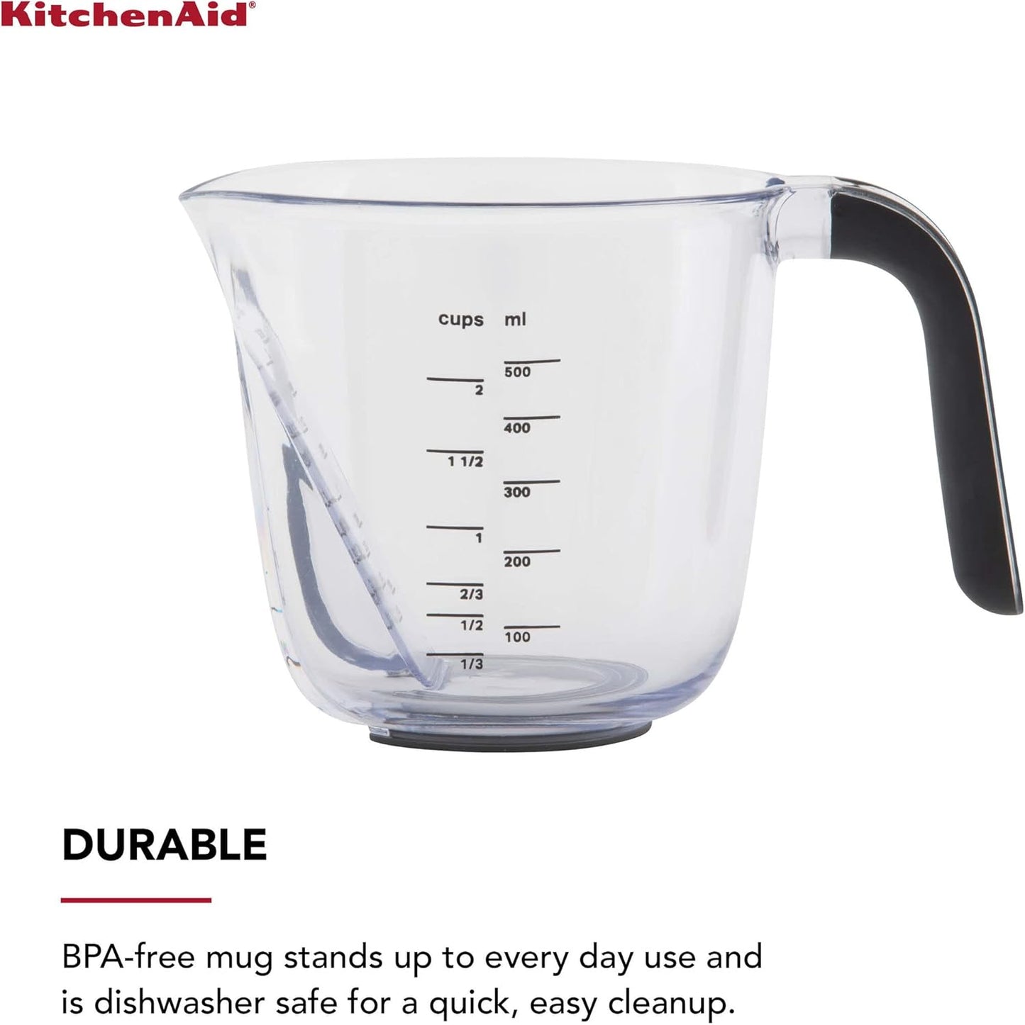 KitchenAid Universal Easy View Angled Measuring Cup, Medium, Clear with Black Handle