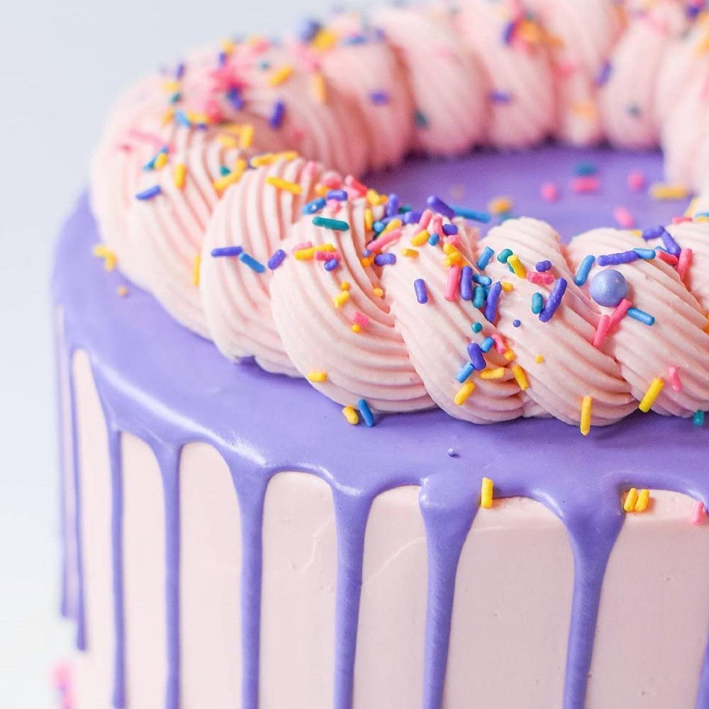 Sprinkles for Cake, Cookie, Cupcake Decorating, and Baking - Fancy Edible Cake Sprinkles and Toppings in Yellow Jimmies, Purple Nonpareils, Pink and Blue Sugar Pearl Sprinkles for Donuts, Cookies