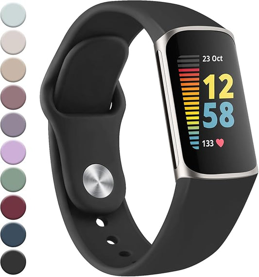 Meliya Compatible with Fitbit Charge 5 Bands Men Women, Sport Band Soft Silicone Waterproof Wristbands Replacement Strap for Fitbit Charge 5 Advanced Fitness Tracker