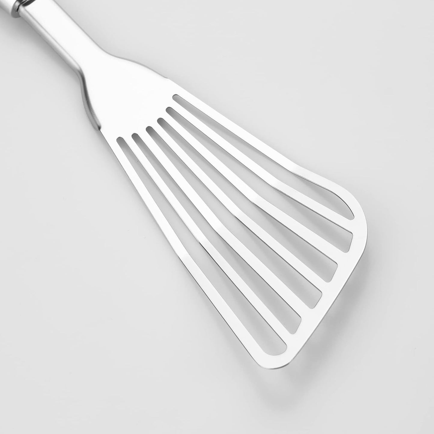 304 Stainless Steel Fish Spatula, Non-Slip Ergonomic Handle Slotted Spatula, Grey