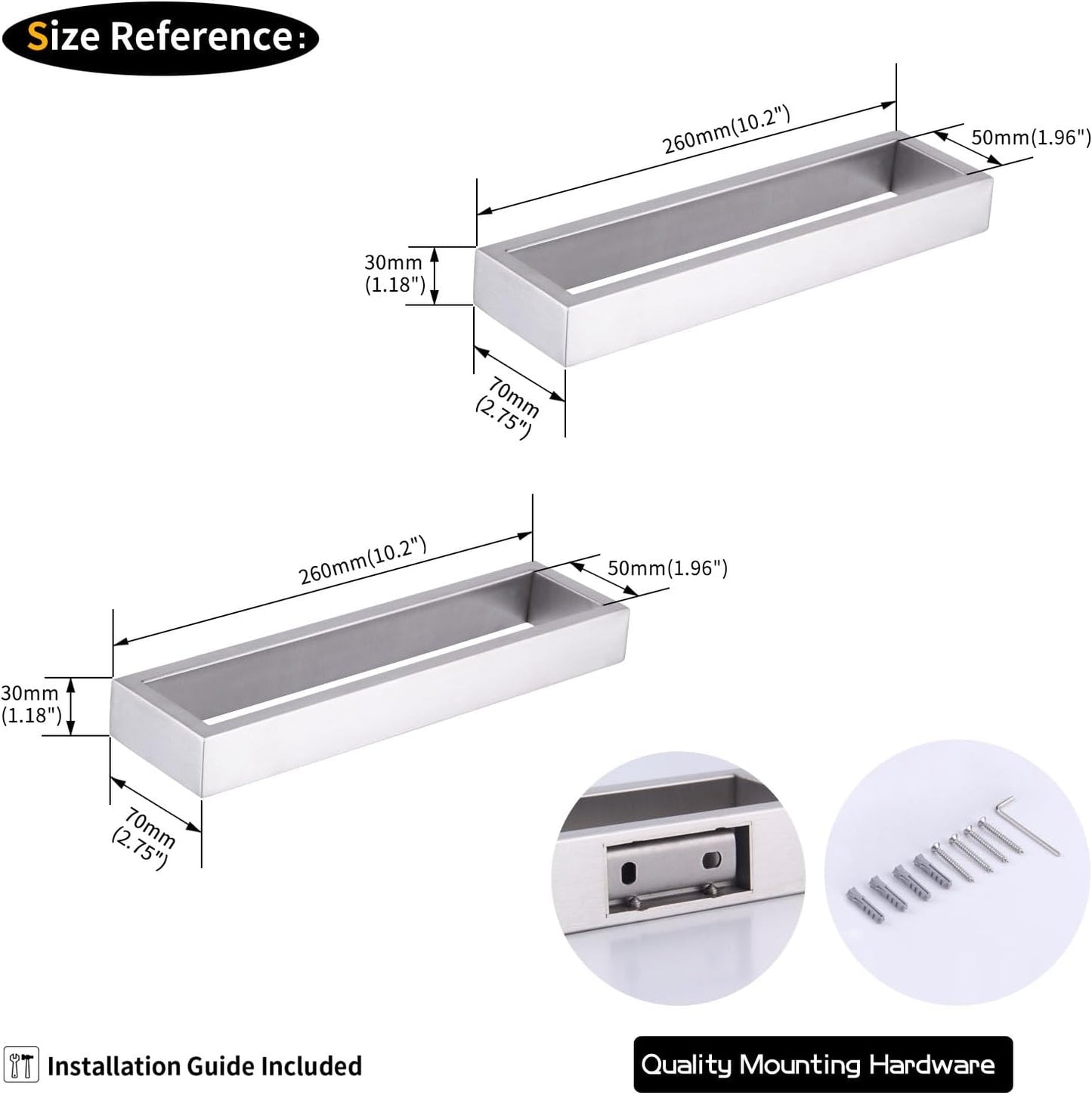 GERZWY Modern Towel Holder Square Style Brushed Stainless Steel Towel Hanger Towel Ring for Bathroom Wall Mount 2 Pack HG1716-2LS