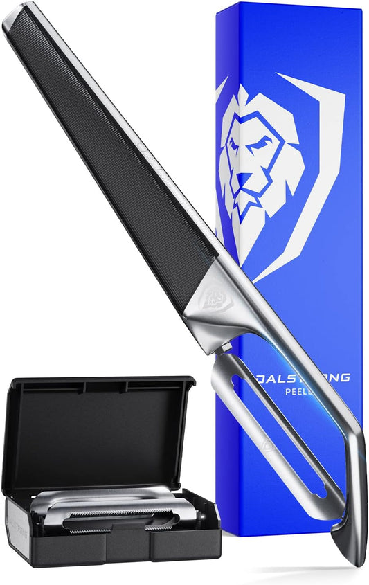 DALSTRONG Razor VX - I Straight Peeler - High Carbon Stainless Steel - Non Slip G10 Handle - Fine, Serrated & Julienne Blades Set - Premium Vegetable, Fruit, Potato Peeler for Kitchen