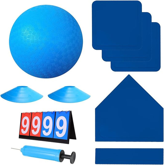 Kickball Set with Bases and Ball - 8.5" Kickball 12" Pump 14" Scoreboard