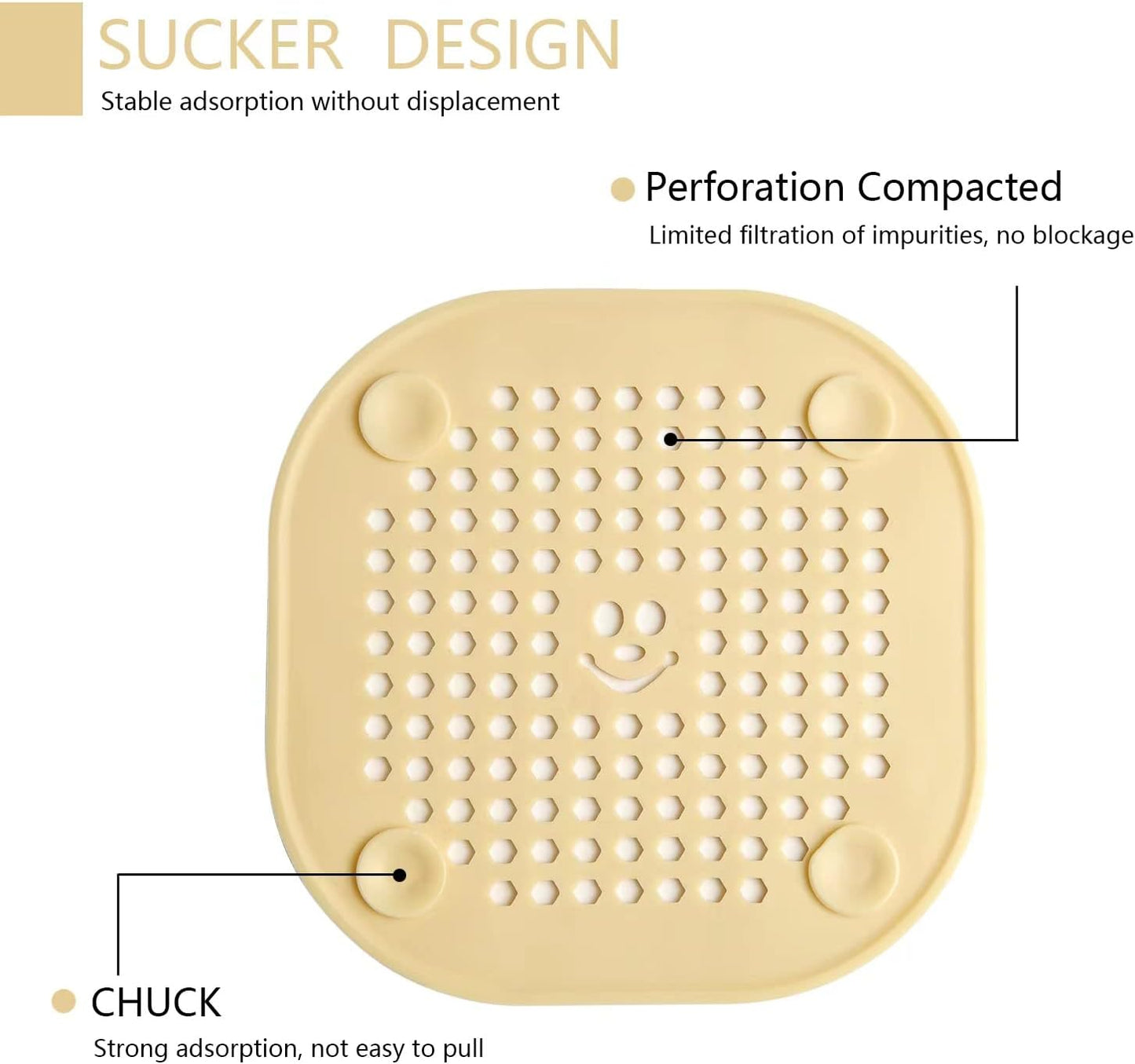 2 Pack Drain Hair Catcher Silicone Drain Protector Hair Stopper with Suction Cup for Shower Kitchen Bathroom Black White