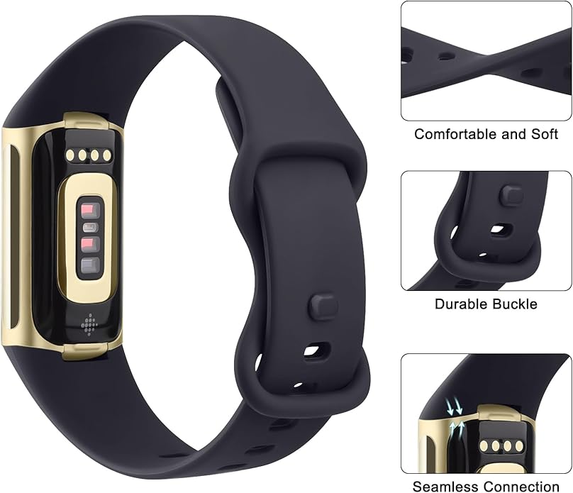 3 Pack Bands for Fitbit Charge 6 / Charge 5 Bands Women Men, Soft Silicone Waterproof Adjustable Wristband Replacement Sport Straps for Fitbit Charge 5 / Charge 6 Fitness Tracker