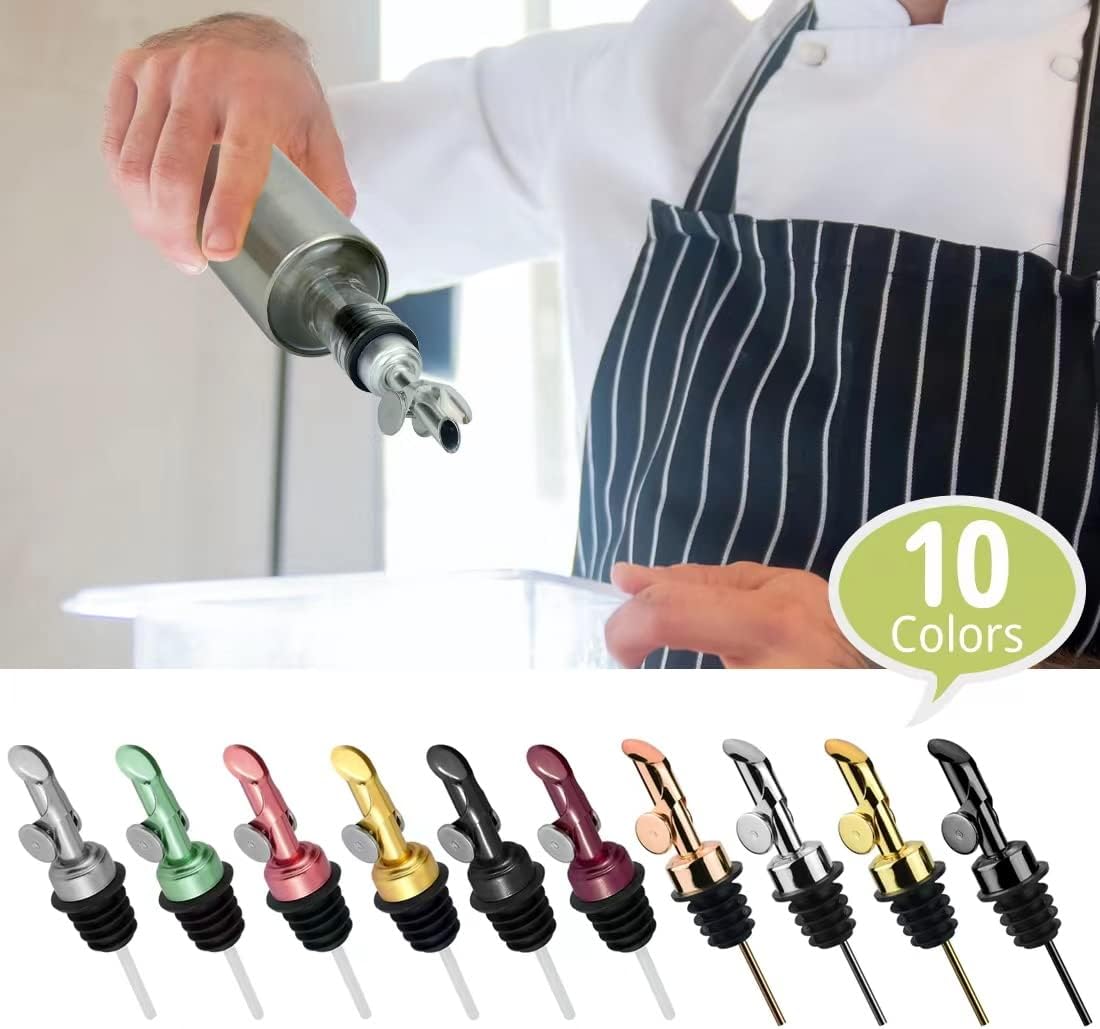 MEETSWEET Olive oil dispenser nozzle, pouring nozzle, 304 stainless steel automatic opening and closing nozzle, suitable for olive oil, vinegar, wine, and other liquid bottles (304 gold) 2PCS…