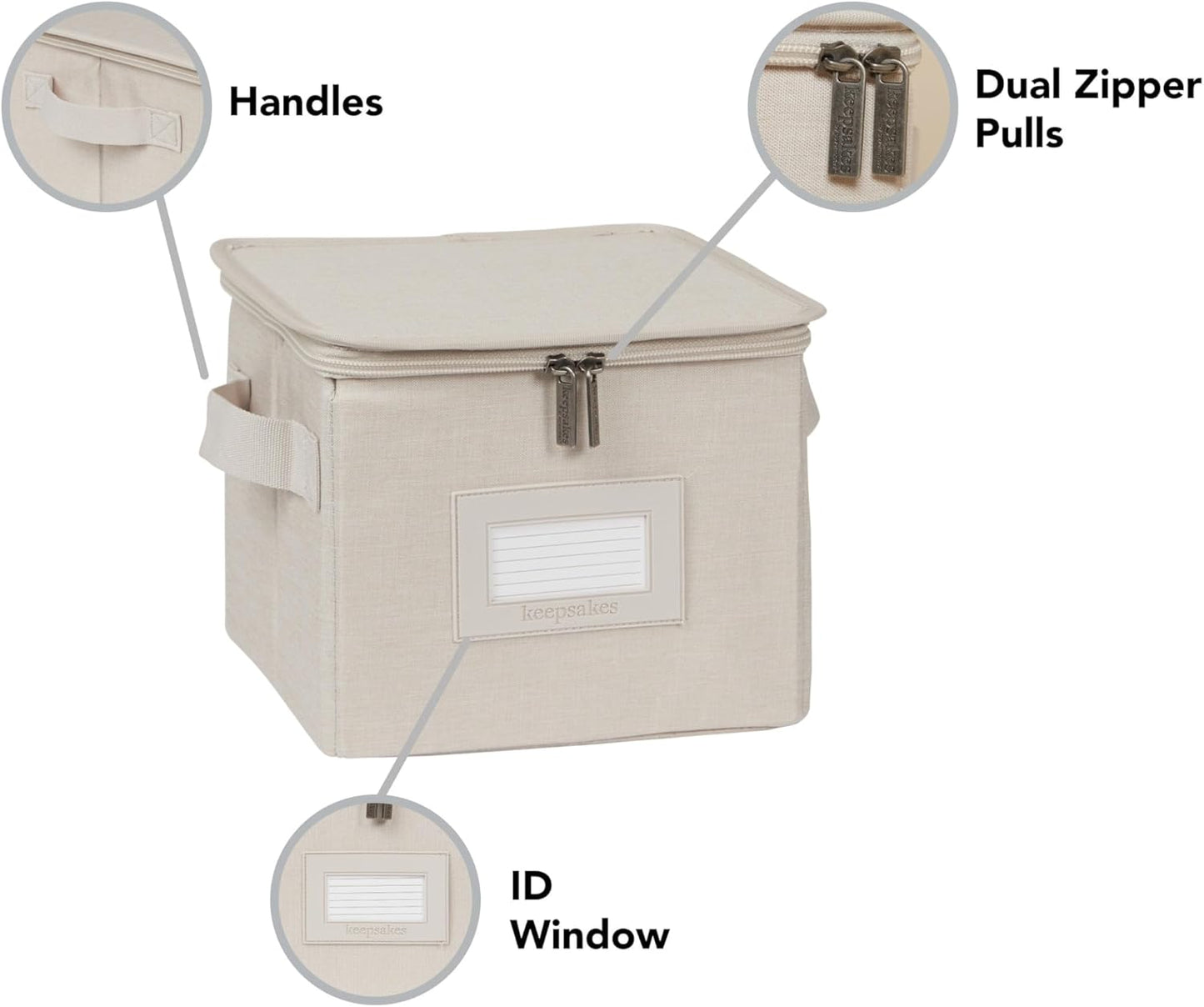 Covermates Keepsakes Dish Storage Box - Stackable, Reinforced Handles, China Storage, Beige Heather