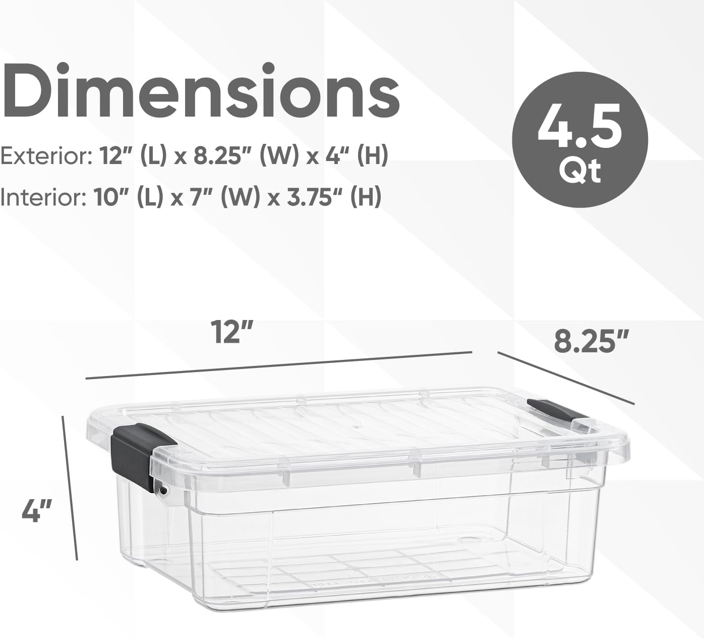 Superio Clear Storage Boxes with Lids, 4.5 Quart Plastic Container Bins for Organizing, Stackable Crates, BPA Free, Non Toxic, Odor Free, Organizers for Home, Office, School, and Dorm