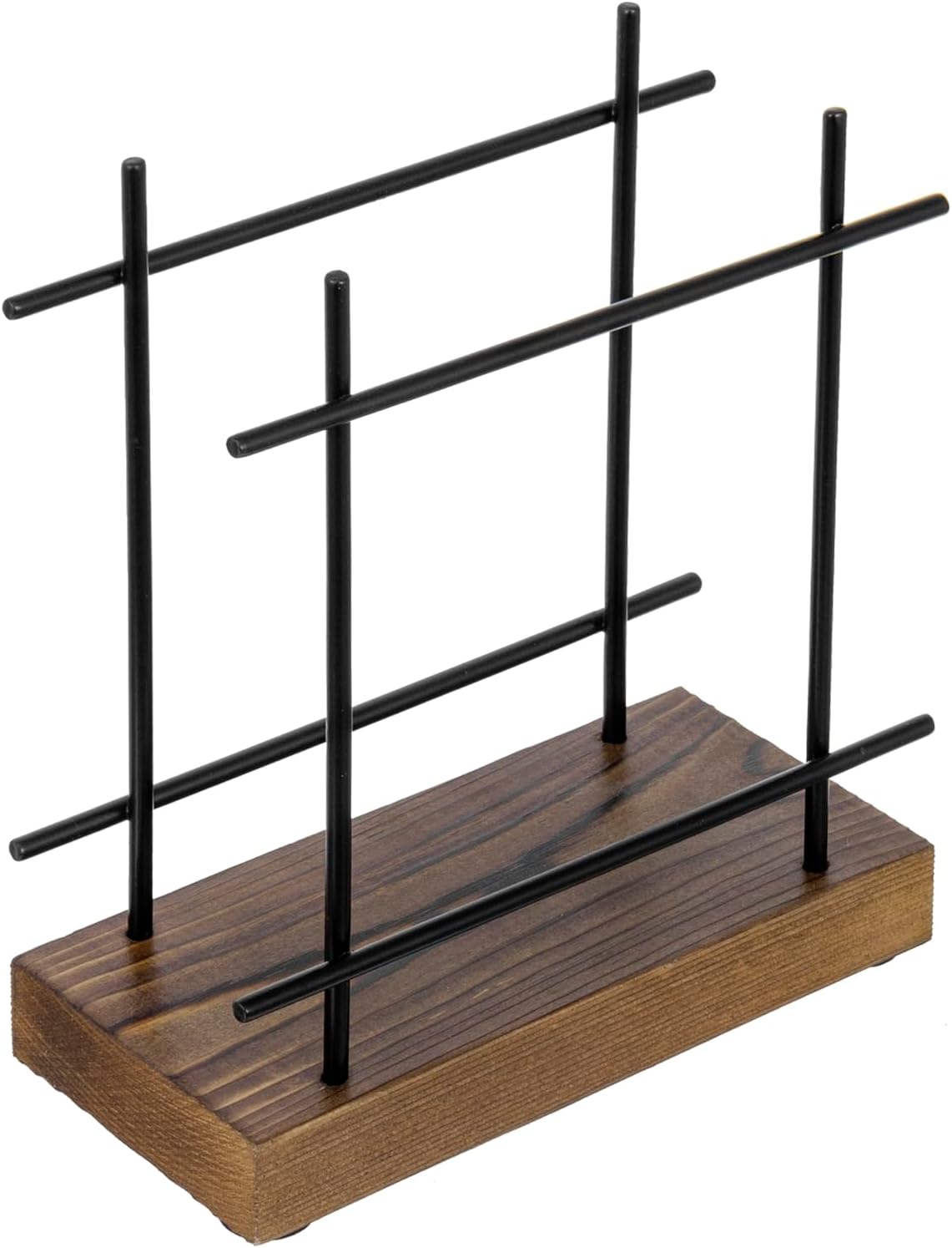 MyGift Napkin Holder for Table, Matte Black Metal Napkin Dispenser for Kitchen Dining with Rustic Burnt Brown Wood Base, Decorative Holders for Paper Mail Bills Home Decor