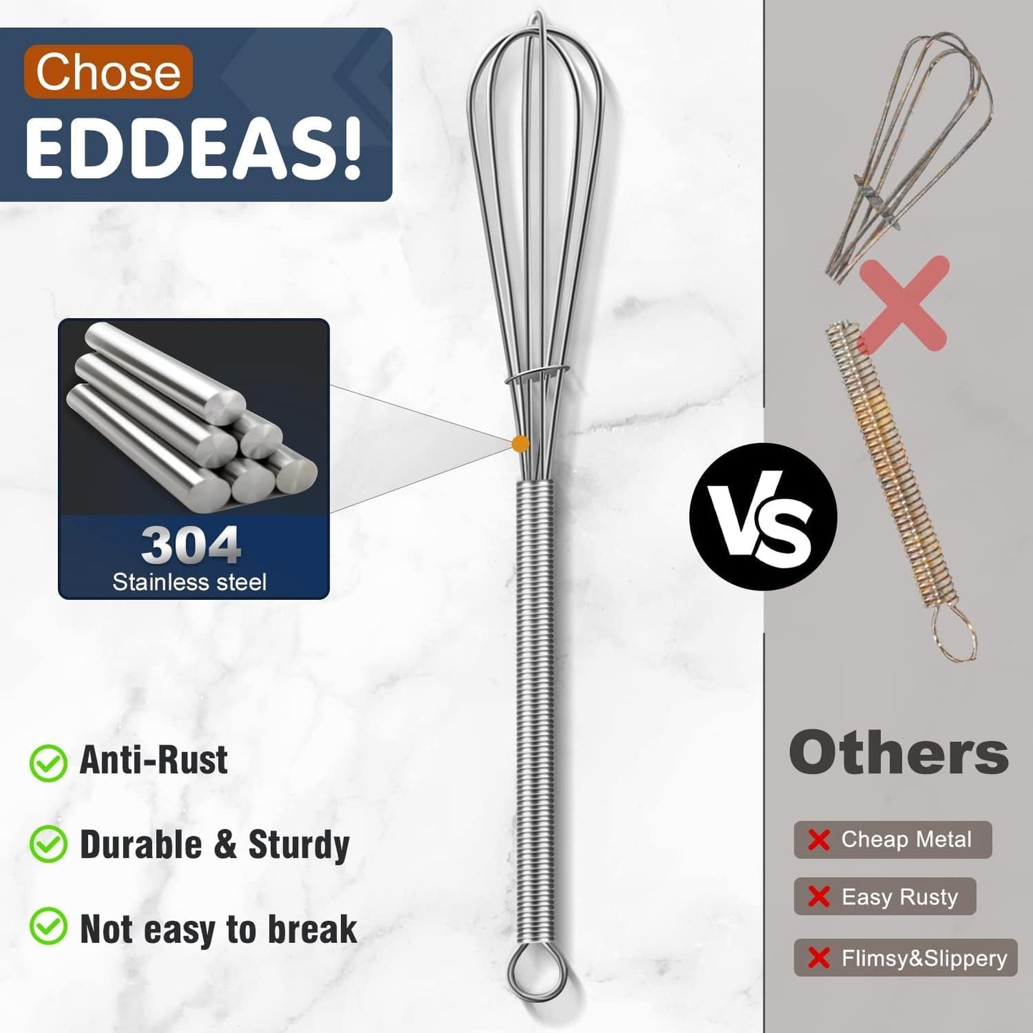 Small Whisk Stainless Steel, Mini wire whisk 3 Pieces, 5in, 6in & 7in Tiny Whisks Perfect for Whisking, Beating, Mixing Sauces & Blending Ingredients.