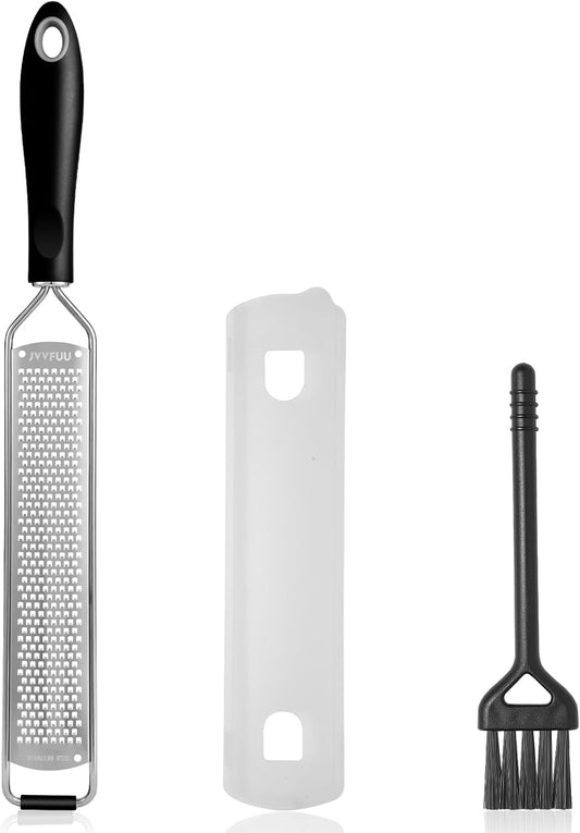 Premium Lemon Zester Grater,Kitchen Tool for Parmesan Cheese, Lemon, Ginger, Garlic, Nutmeg, Chocolate, Vegetables, Fruits,Sharp Stainless Steel Blade,Dishwasher Safe (Black)