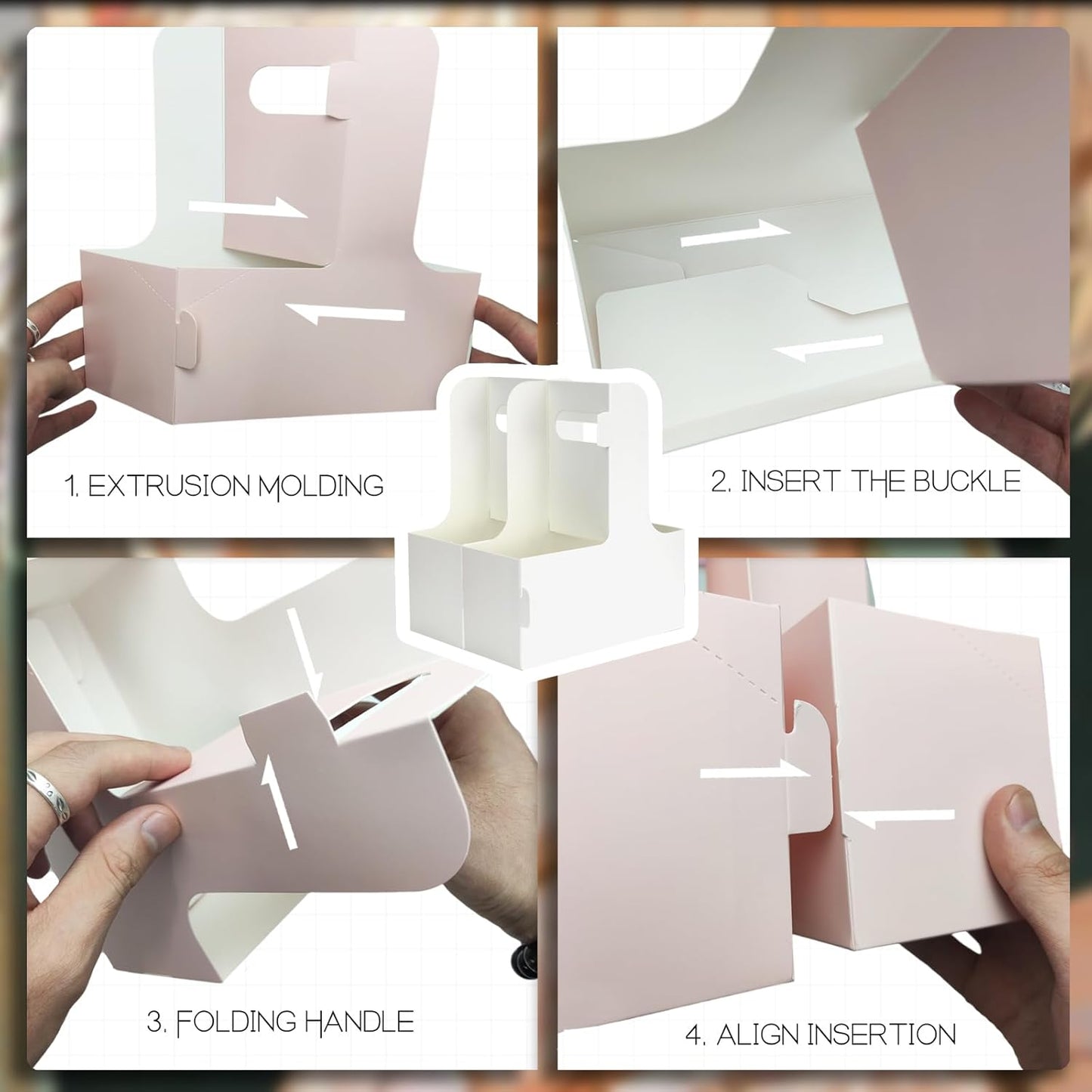 2 Cup Disposable Drink Carrier for Delivery with Handle,30 Count Pink Paperboard Cup Holder,Cup Carriers for Hot or Cold Drinks,Coffee Carrier, Food Delivery,Take Out Cup Carriers (Pink, 30 PCs)