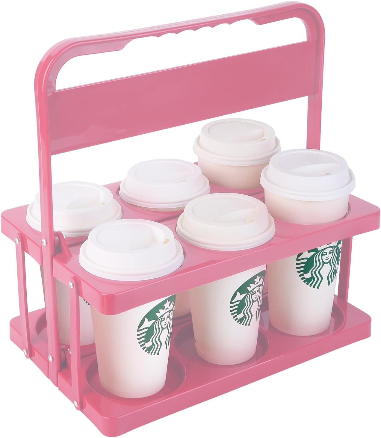 Reusable Drink Carrier with Handle for Doordash, Grubhub, Portable Cup/Coffee Holder Accessories for Delivery, Foldable Drinks Caddy with Tray, Car Durable Plastic Festive Bottle, Vacation Container