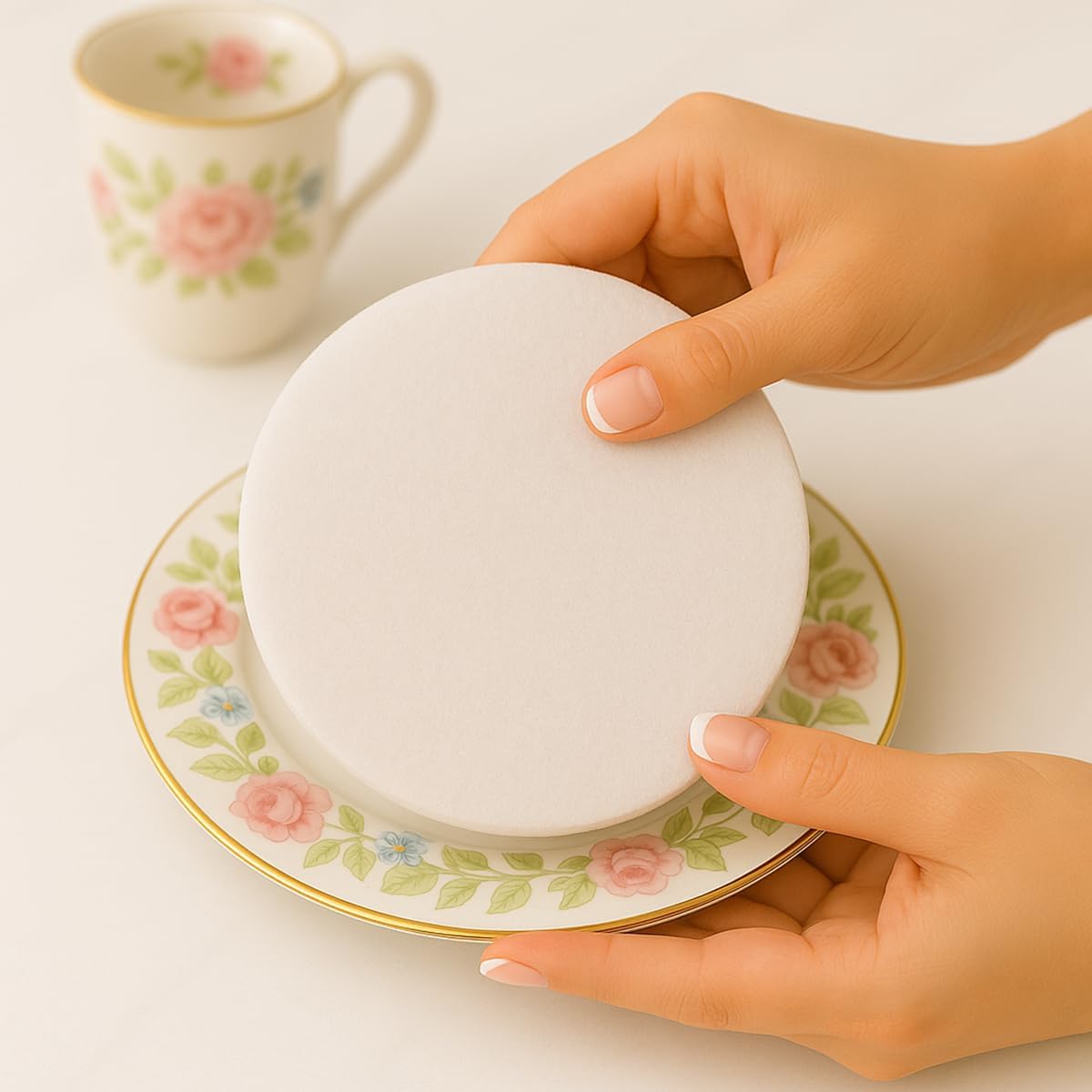 Saucers Storage Container - Quilted Microfiber China Organizer Box with Dividers - Protects & Organizes Up to 12 Plates of 7" - Ideal for Seasonal Dishware Protection