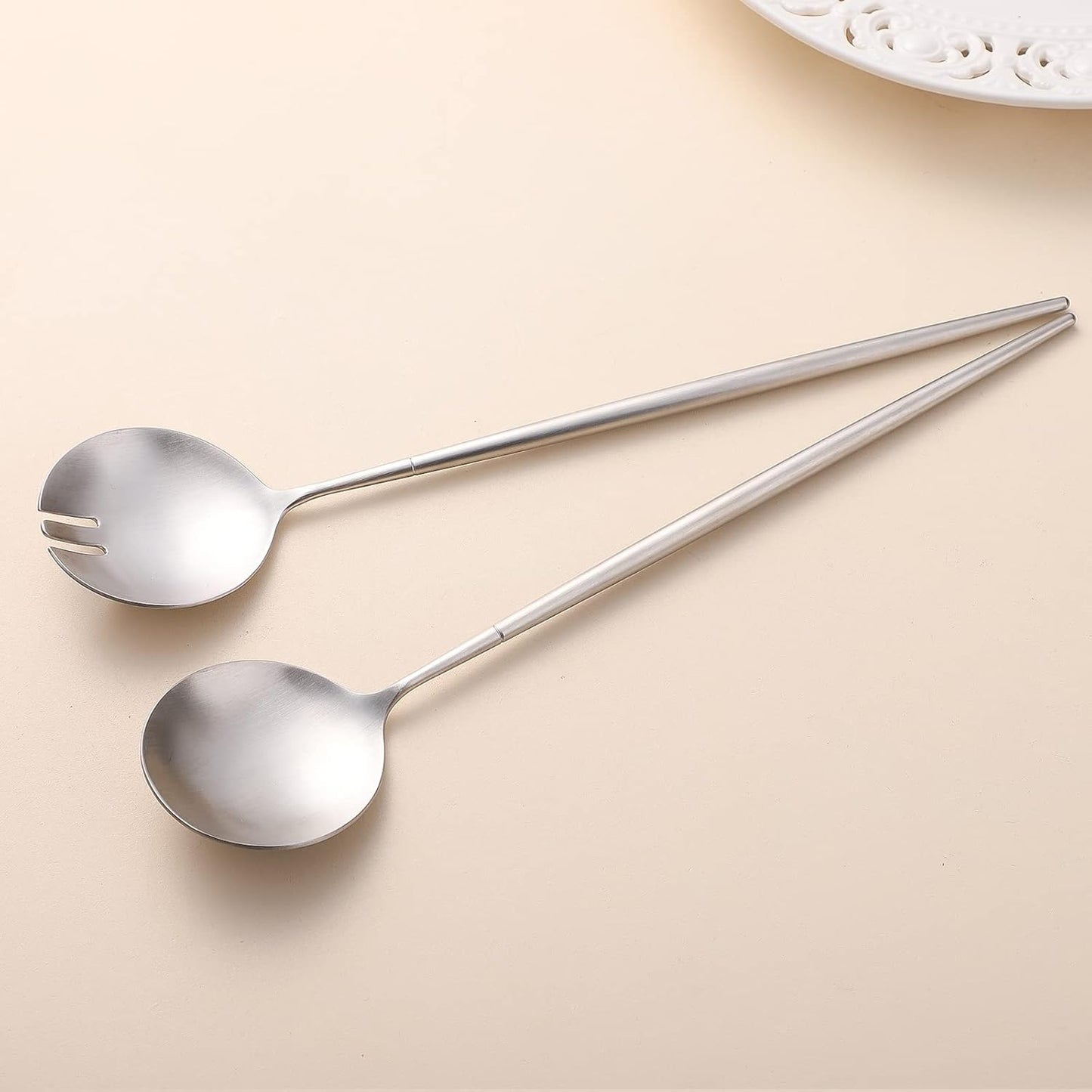 Salad Servers,Spoon and Fork Set 11.41 inch,18/10 Stainless Steel Salad Serving Silver