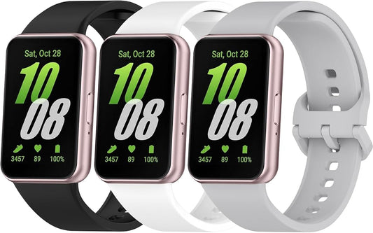 3 PACK Bands for Samsung Galaxy Fit 3 Band Women Men, Soft Adjustable Silicone Replacement Watch Strap Compatible with Galaxy Fit 3 Smartwatch Accessories