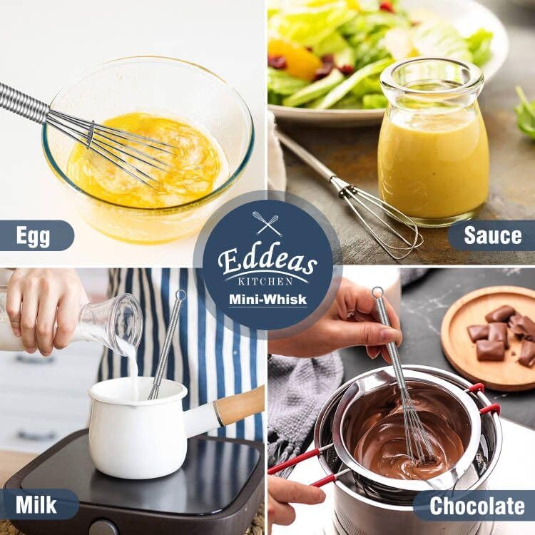 Mini whisk, Small Whisk 2 Pieces, 5in and 7in 304 Stainless steel Wire Whisk for Whisking, Beating, Mixing Sauces, Blending Ingredients