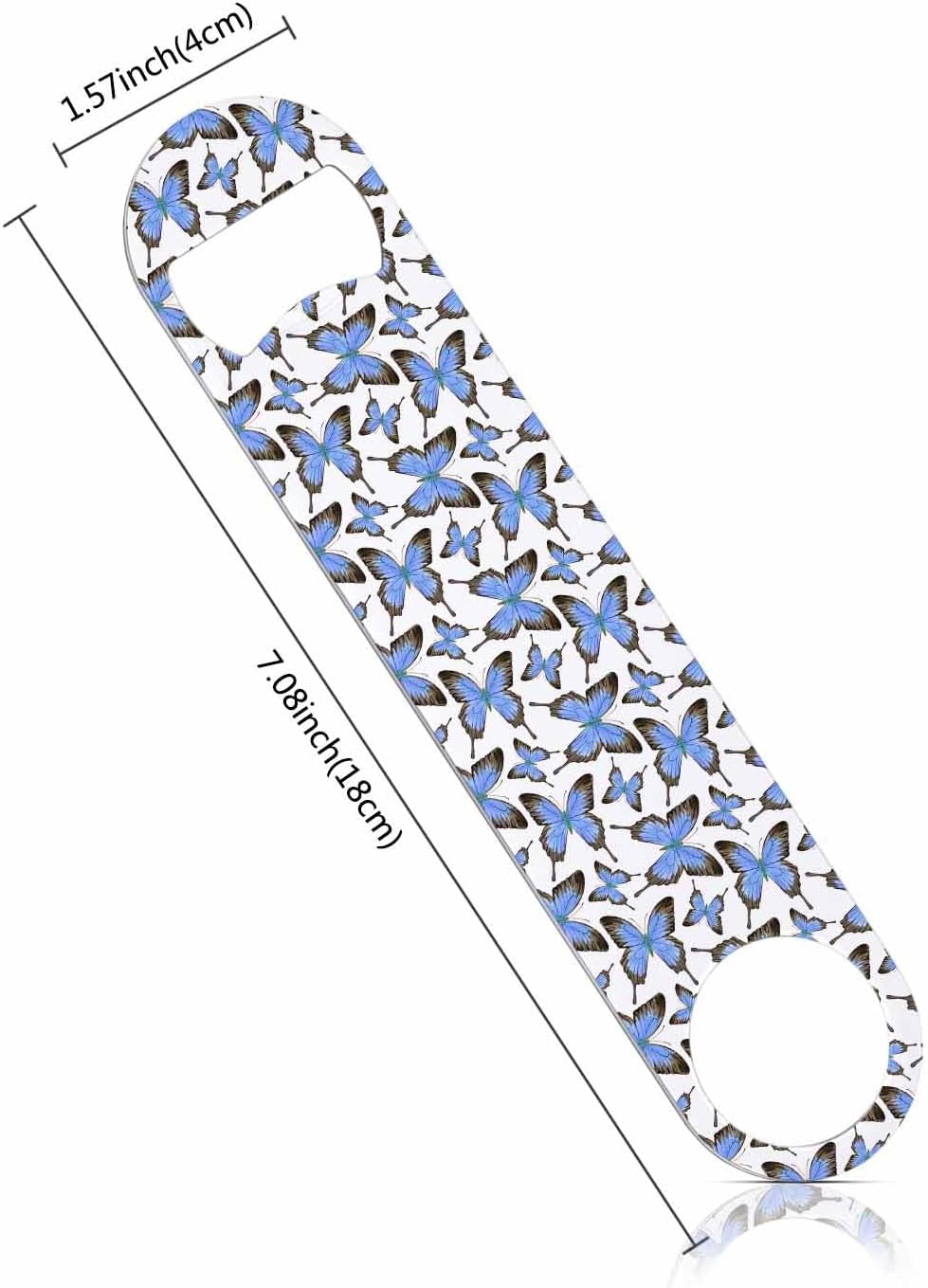 Butterflies Stainless Steel Bottle Opener Elegant Blue and Gray Wings Romantic Garden Summer Nature Flat Beer Bottle Opener Keychain for Home Kitchen Bar Restaurant Party Birthday Gift