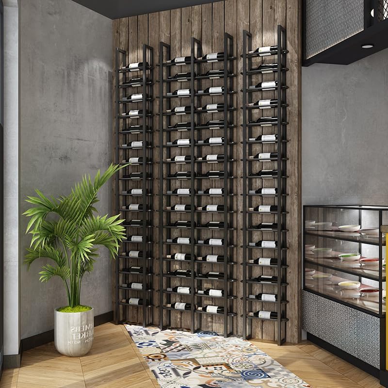 Wine Rack Freestanding Floor, 16 Tier 16 Bottle Capacity Display Holder, Industrial Wine Bottle Storage Shelves, for Any Bar, Wine Cellar, Kitchen, Dining Room (Brown, 1 Column)