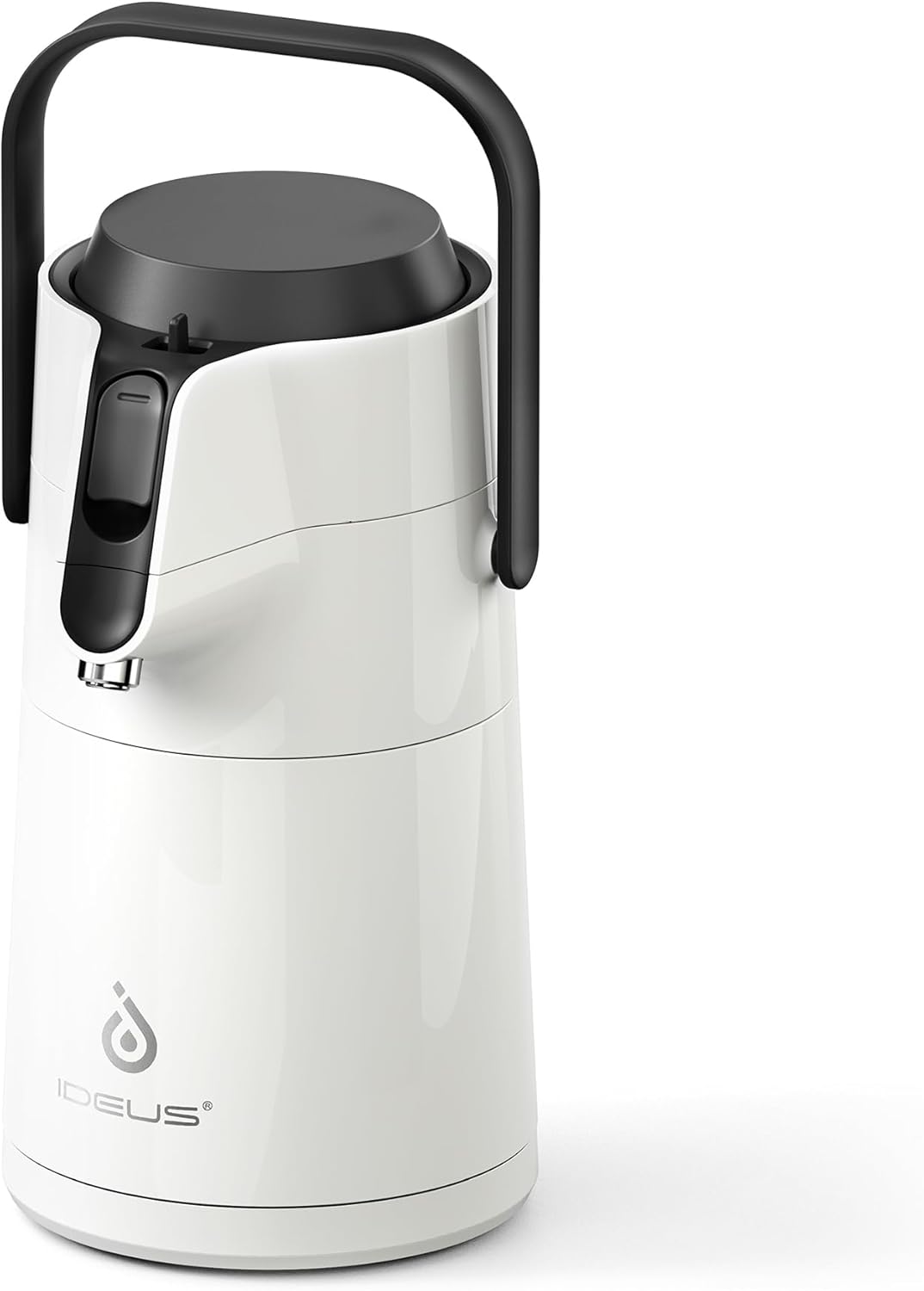 IDEUS Thermal Coffee Carafe 74oz (2,200ml), Stainless Steel Double Wall Insulated Vacuum Flask, Water Jug Coffee Server and Beverage Dispenser, Heat and Cold Retention (White, 74oz (2,200ml))