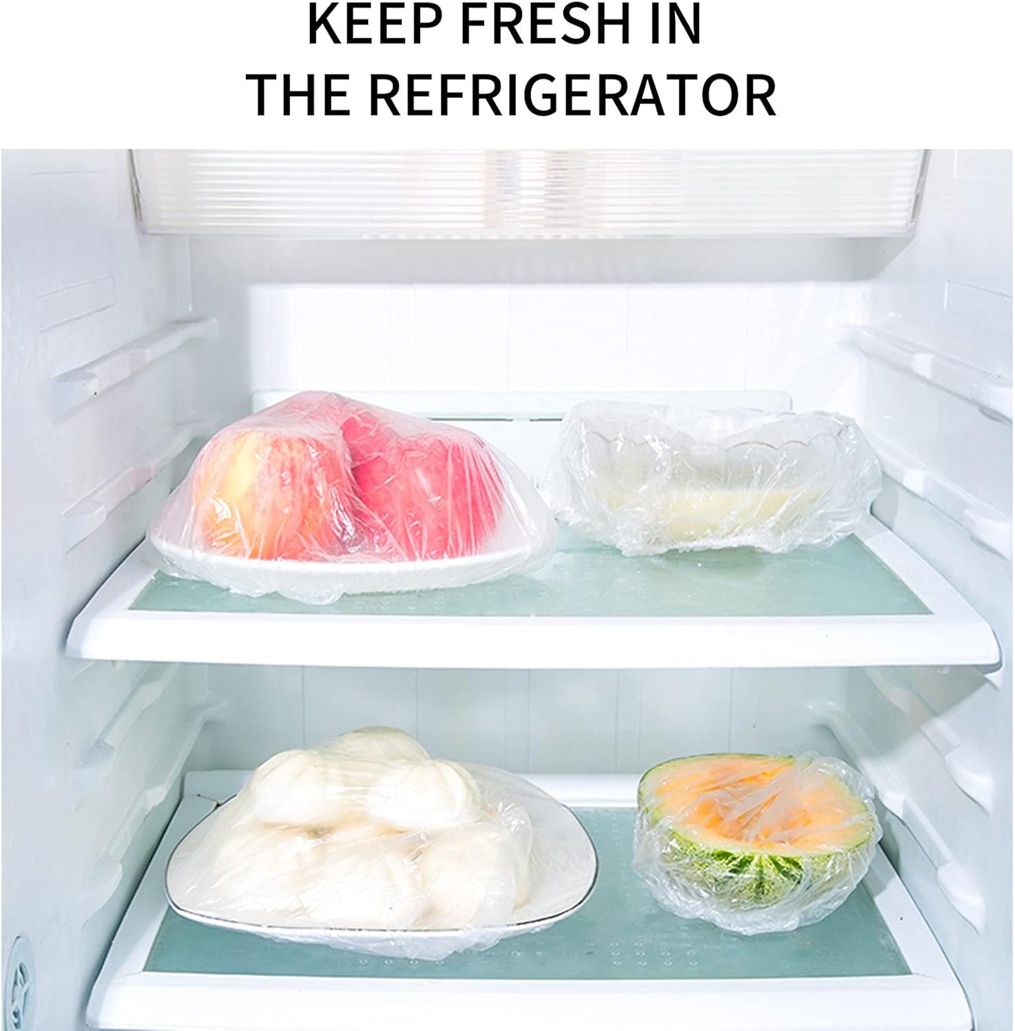 Homelove 50pcs Plastic Bowl Covers Food Cover Dish Covers, Reusable Elastic Stretch Fresh Keeping Bags, Kitchen Dining Plate Bread Proofing Food Storage Covers, Universal Kitchen Plastic Wrap