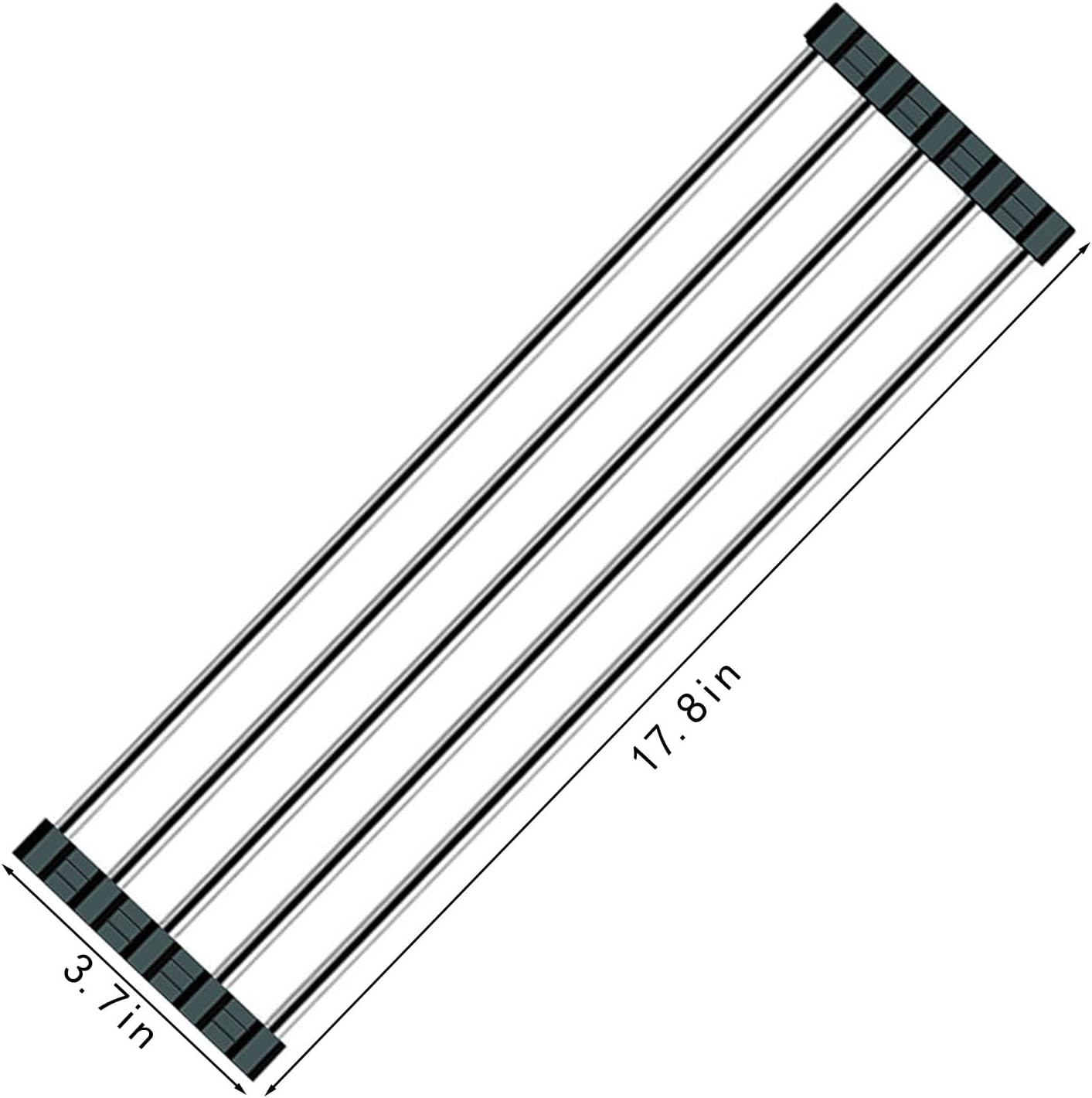 Ahyuan Roll up Dish Drying Rack Over The Sink Kitchen Roll up Sink Drying Rack Portable Dish Drainer Foldable Dish Drying Rack (Black, 17.8''X3.7'')