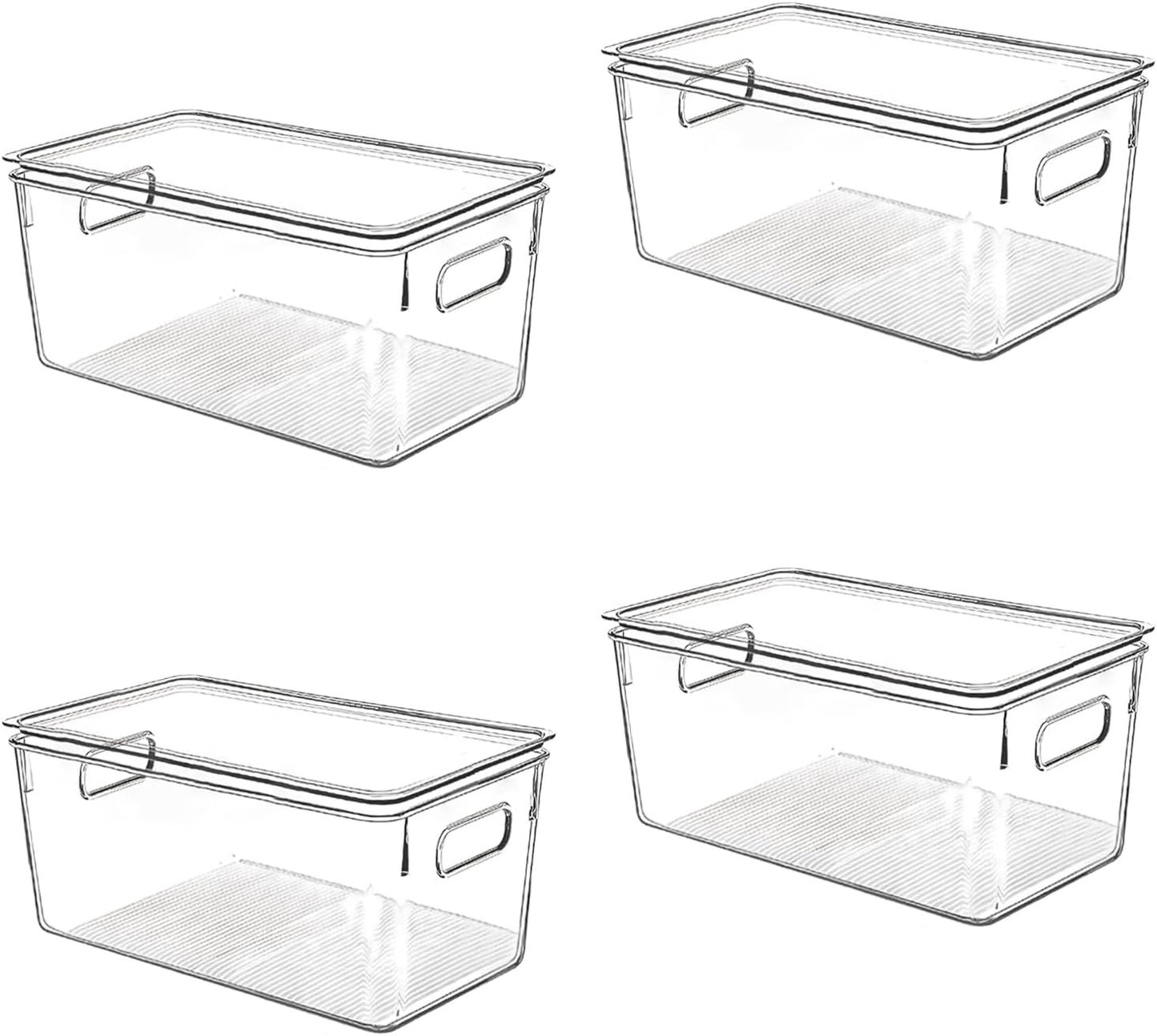Clear Plastic Storage Bins with Lids, Perfect for Kitchen Organization or Pantry Organization and Storage, Stackable Fridge Organizer Bins, Storage Containers for Organizing, Cabinet Organizers