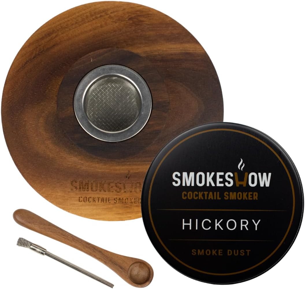 Premium Walnut Wood Cocktail Smoke with One 4 oz tin of Wood Chips. Great for Whiskey & Old Fashion. Coated in Safe Food Natural Beeswax, Non-toxic Top by Smokeshow (Hickory)