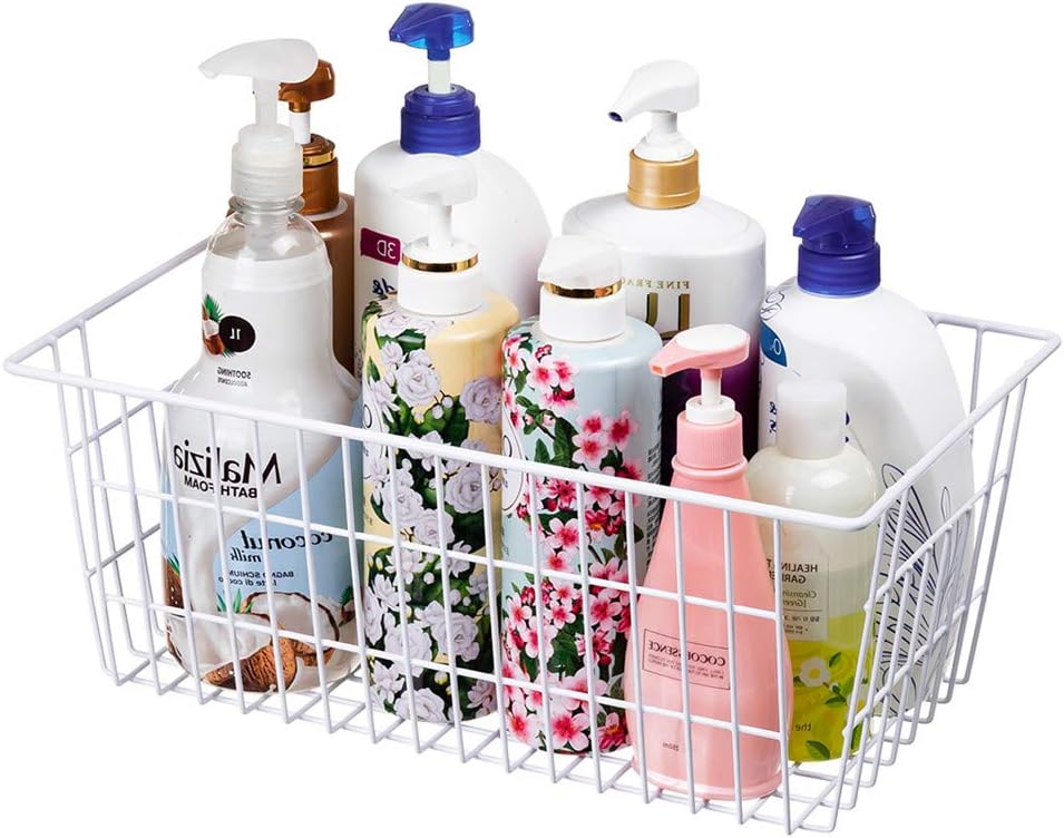 SANNO Large Freezer Baskets Metal Storage Organizer Bin Basket Wire Storage Basket for Kitchen Pantry Bathroom Set of 3 Large Metal Farmhouse Food Fruit Produce Organizer Bins