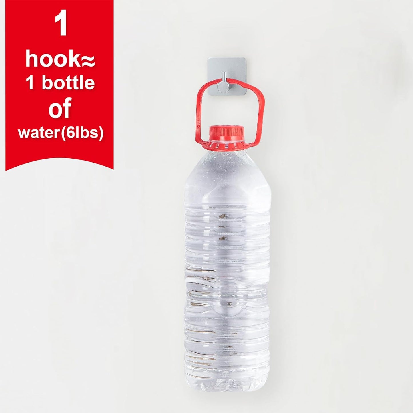 Aluminum Wall Hooks, No Drill Damage-Free Adhesive Hook, Product for Hanging Heavy Duty for Bathroom Kitchen Home (Single Square Sliver Hook, 4)