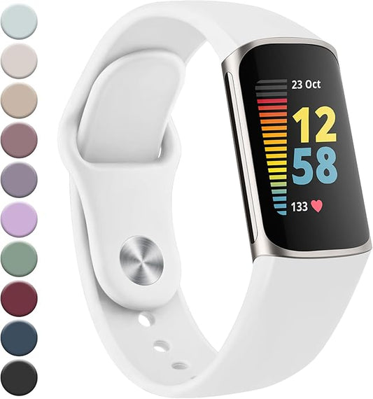 Meliya Compatible with Fitbit Charge 5 Bands Men Women, Sport Band Soft Silicone Waterproof Wristbands Replacement Strap for Fitbit Charge 5 Advanced Fitness Tracker