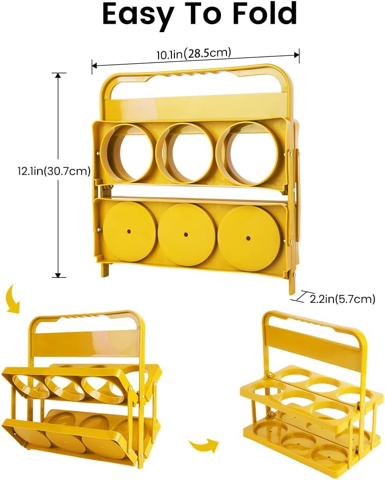 Reusable Drink Carrier with Handle for Doordash, Grubhub, Portable Cup/Coffee Holder Accessories for Delivery, Foldable Drinks Caddy with Tray, Car Durable Plastic Festive Bottle, Vacation