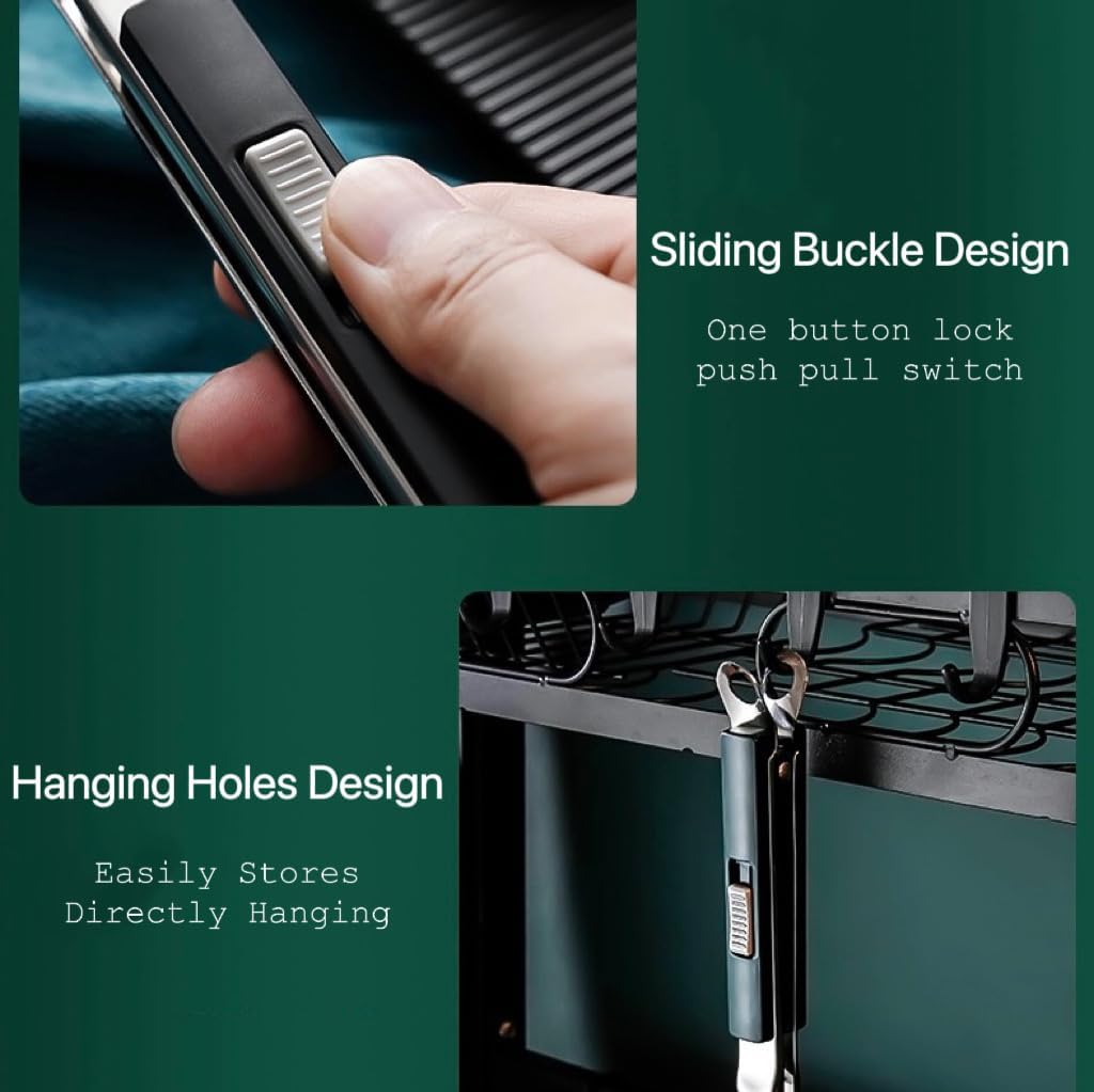 Kitchen Cooking Tongs 11.6 inch 304 Stainless Steel Grill Clamp Spatula for Flipping Bread Steak Fish Toast-Sliding Buckle Push Pull Design Barbecue Food Clip Black