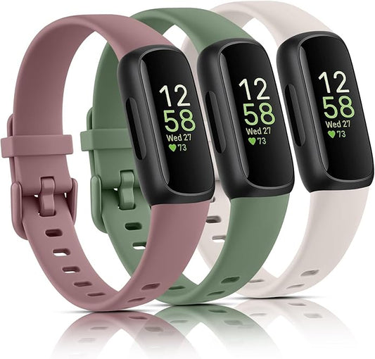 3 Pack Bands Compatible with Fitbit Inspire 3 Bands, Soft Silicone Adjustable Wristband Replacement Sport Straps Compatible with Fitbit Inspire 3 Fitness Tracker