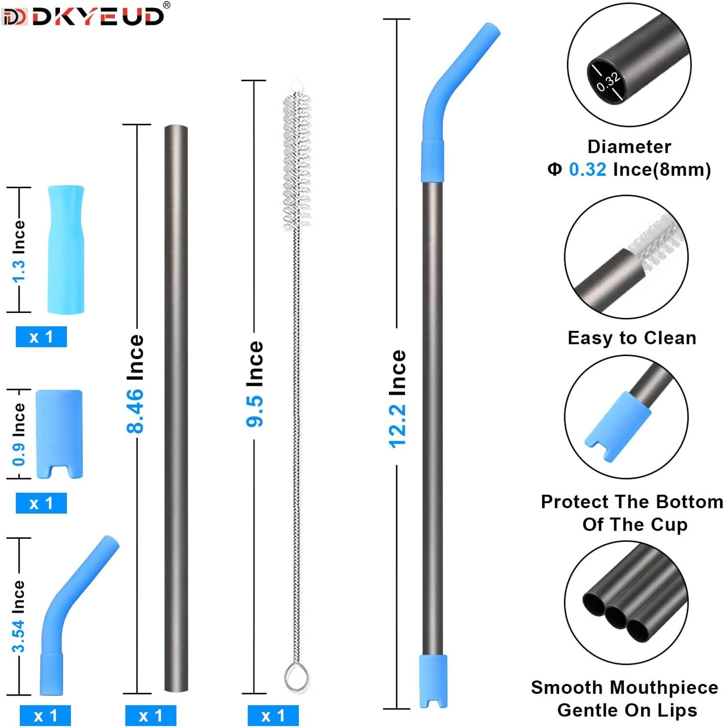 Quality Upgraded 8.5In Medical-Grade Pure Titanium Straw Set 1PCS, Lightweight, Corrosion Resistance, No Metal Flavor, BPA Free, Eco-Friendly Metal Straws Reusable, Suitable For Sensitive Bodies