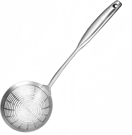 Cooking Skimmer 304 Stainless Steel Spider Strainer Handheld Metal Slotted Spoon With Holes Mesh Ladle For Spaghetti Pasta;Poached Egg;Noodle;Vegetables;Kitchen Frying And Cooking Tools