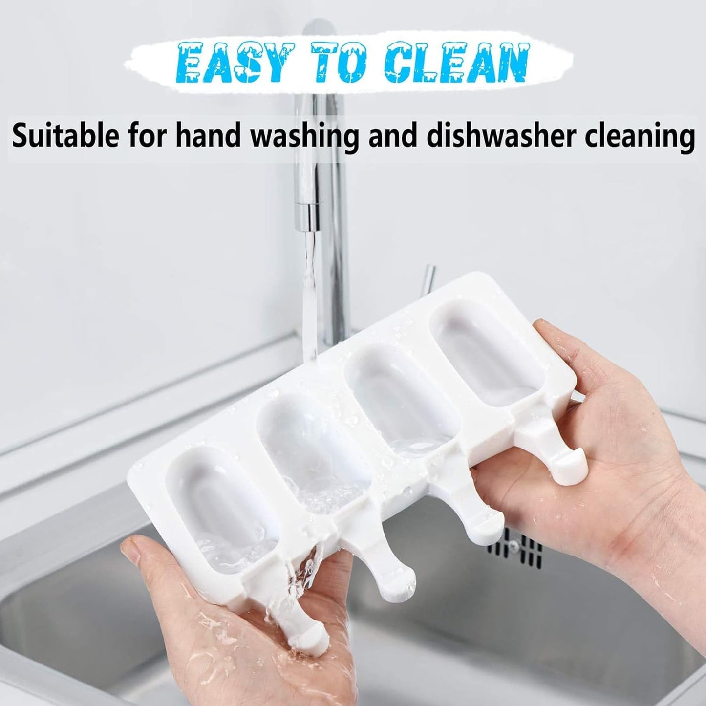 2 Small Mini Popsicles Molds, Cakesicle Molds Silicone Cake Pop Mold 4 Cavities With 100 Wooden Sticks & 100 Parcel Bags DIY Ice Cream Mold