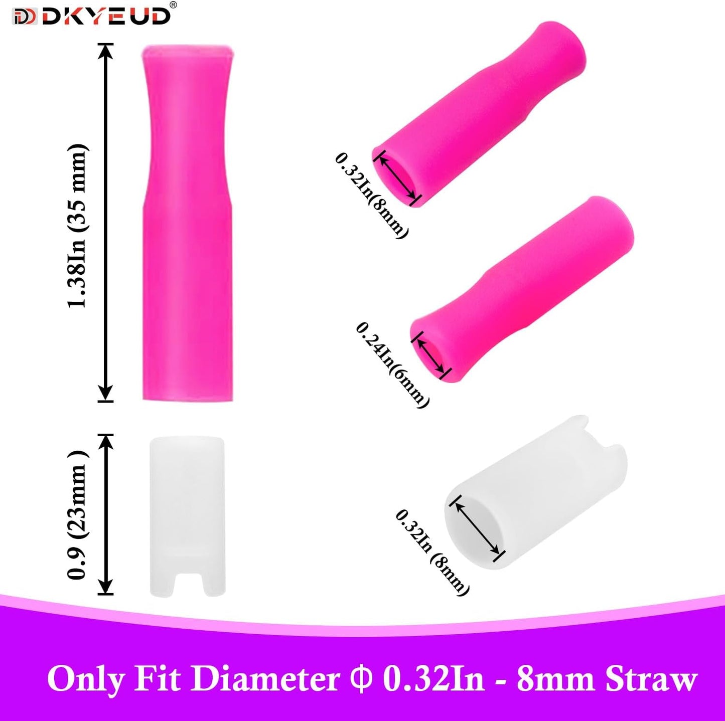 24PCS 12 Colors Food-Grade Metal Straws Reusable Silicone Tips,Silicone Base Sleeve,Only Fit Diameter 0.32In- 8mm Stainless Steel Straws,BPA Free, Eco-Friendly