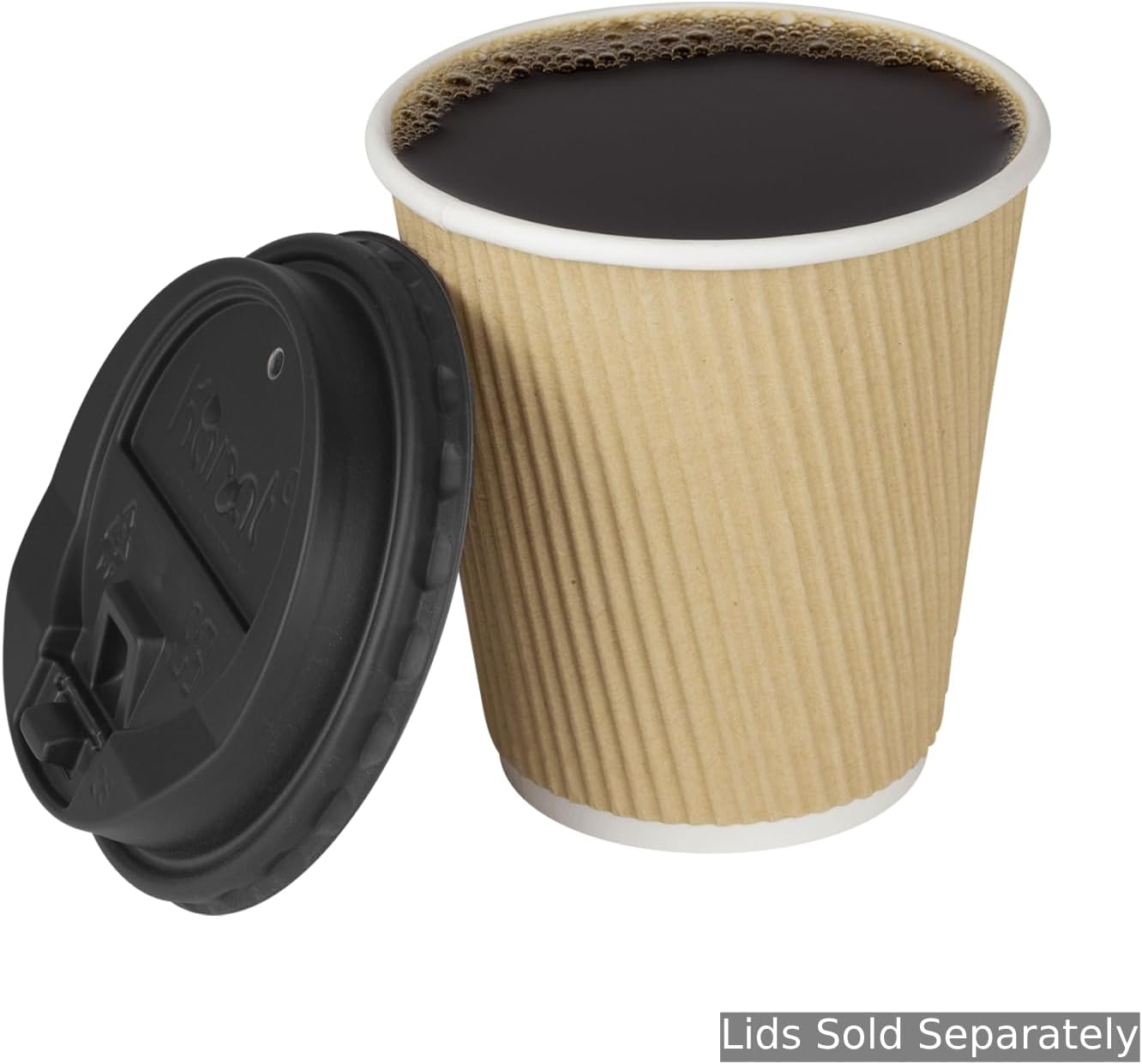 Karat 10 oz Ripple Insulated Coffee Cup [500 Count] Disposable Paper Hot Cup, Sturdy and Leak Proof, 90mm, No Lids