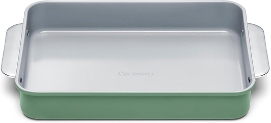 Caraway Non-Stick Ceramic 9”x13” Rectangle Pan - Naturally Slick Ceramic Coating - Non-Toxic, PTFE & PFOA Free - Perfect for Brownies, Lasagnas, and More - Sage