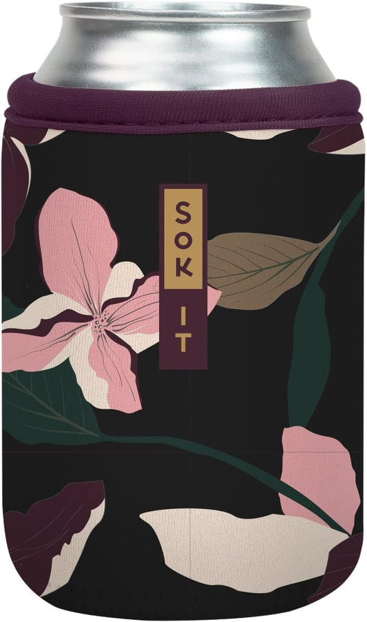 Sok It CanSok Sleeve for Beer & Soda Insulated Neoprene Cover (Modern Floral, 12oz Can Sleeve)