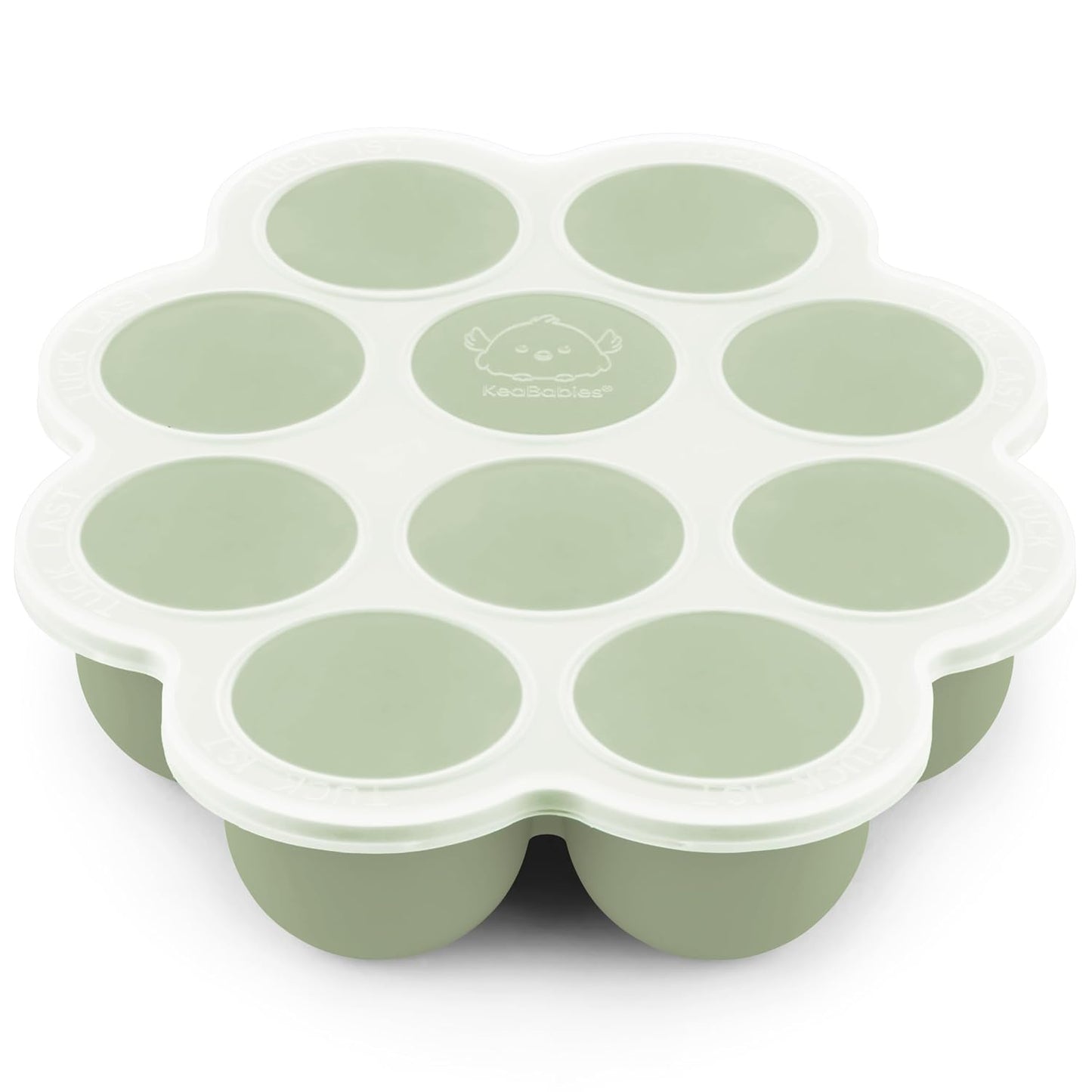 KeaBabies Silicone Food Freezer Trays with Lid, 2oz x 10 Pods Baby Food Storage Containers, Easy Puree Meal Prep, Breast Milk Silicone Freezer Molds, Dishwasher, Microwave Safe, BPA-Free (Sage)
