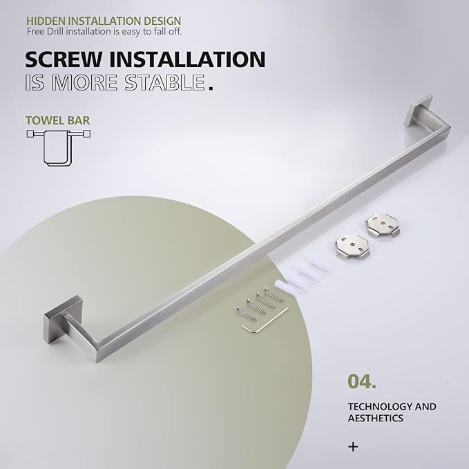 KOKOSIRI 32-Inch Single Towel Bar SUS304 Stainless B4003BR-L32