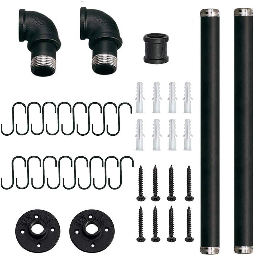 Toplife 39.4 inch Pot Rack, Kitchen Wall Mounted Detachable Pan Lid Utensils Organizer Hanging Rail with 16 Hooks, Black